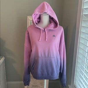 Champion Ombré pink/purple hoodie sweatshirt, size L.